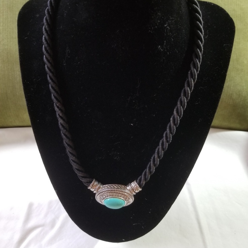 Judith Ripka Stering and Turqoise Vintage Necklace